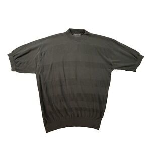 Tulliano Men's XL Black Silk Cotton SS Mock Neck Sweater Hong Kong SEE DESCRIPTI